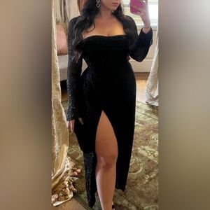 Oh Polly Embellished long dress - Black